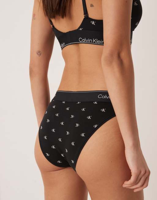 Calvin Klein - Icon - Sorte tangatrusser med høj benskæring og mønster i modal- og bomuldsblanding, 3 af 4