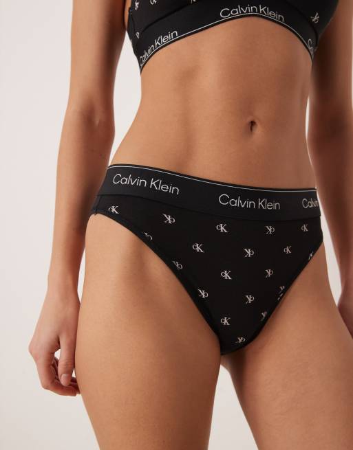Calvin Klein - Icon - Sorte tangatrusser med høj benskæring og mønster i modal- og bomuldsblanding, 4 af 4