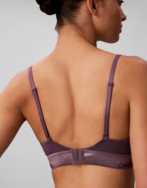 Calvin Klein Icon soutien-gorge triangle en coton modal métallisé légèrement doublé violet, 3 de 3