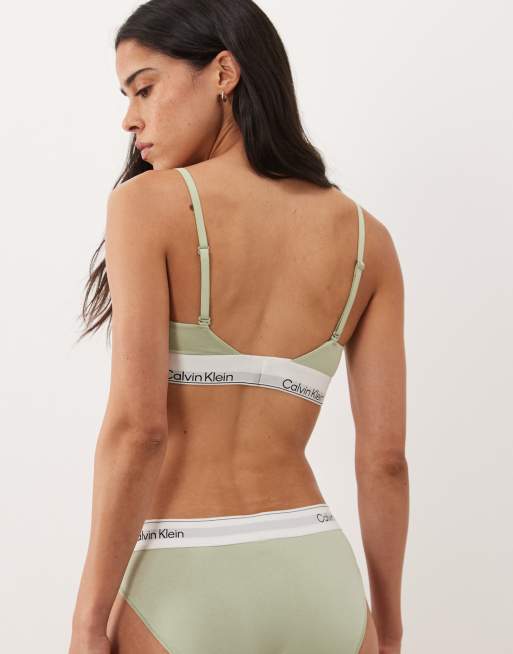Calvin Klein Icon soutien-gorge triangle légèrement doublé en coton modal, vert menthe pâle, 3 de 4