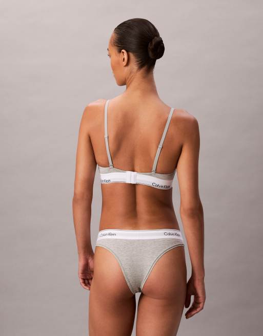Calvin klein - Icon - Soutien-gorge triangle légèrement doublé post chirurgie en modal et coton - Gris, 4 de 4