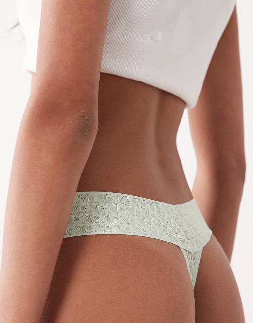 Calvin Klein - Icon - String taille basse en dentelle à logo - Menthe, 2 de 4