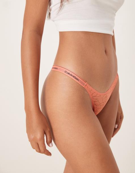 Calvin Klein - Icon - String van kant in koraaloranje - view 1