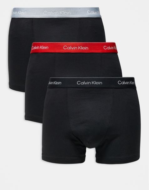 Calvin Klein – Icon – Svarta, avslappnade boxershorts i stretchig bomull med svarta/grå/röda midjeband, 3-pack - view 1