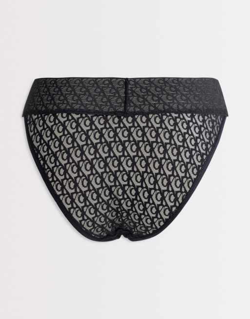 Calvin Klein – Icon – Svarta, grå och röda trosor i spets med logga och låg midja, 3-pack, 3 av 3