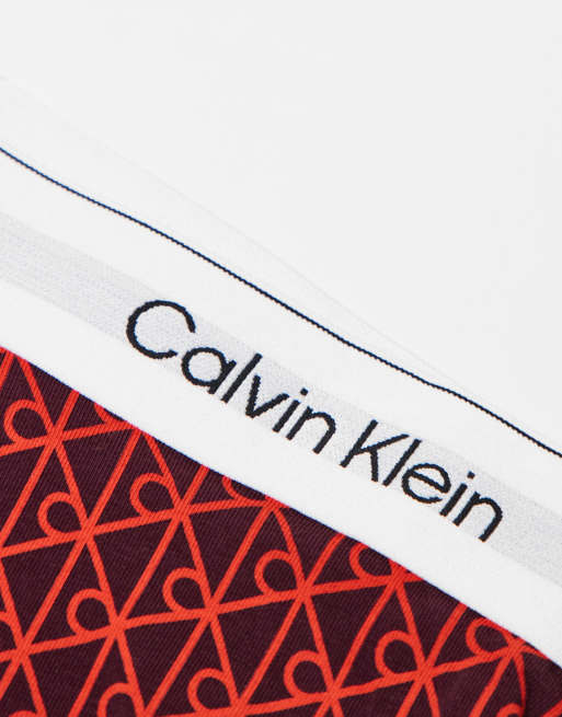 Calvin Klein – Icon – Svarta/röda/mönstrade trunks i bomull och relaxed fit med stretch, 3-pack, 2 av 3
