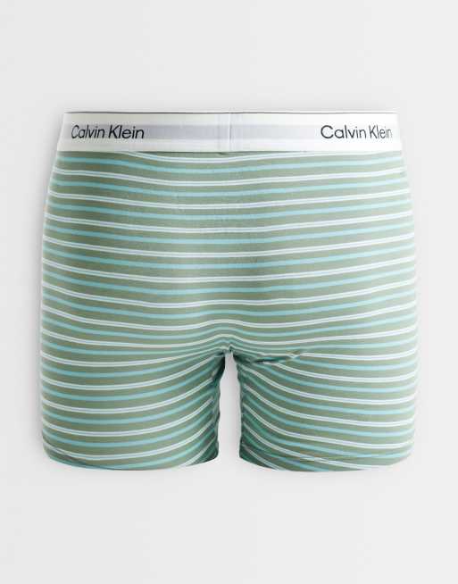 Calvin Klein – Icon – Svarta, turkos och randiga boxershorts i stretchig bomull, 3-pack, 3 av 3