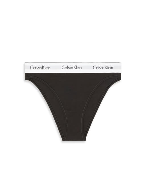 Calvin Klein – Icon – Tanga aus Baumwoll-Modal-Mix in Schwarz mit hohem Beinausschnitt, 3 von 4