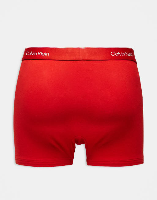 Calvin Klein – Icon – Unterhosen aus Baumwolle mit Stretchanteil in Schwarz/Grau/Rot, lockere Passform, 3er-Pack, 3 von 3