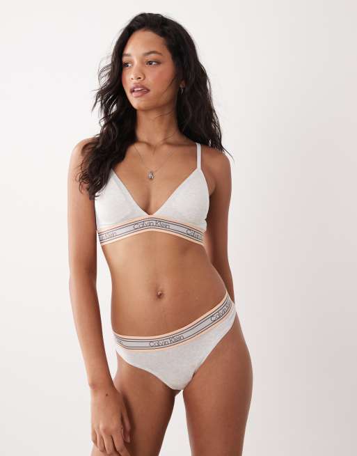 Calvin Klein – Icon – Vit, lätt fodrad trekantsbehå i bomull och modal, 4 av 4