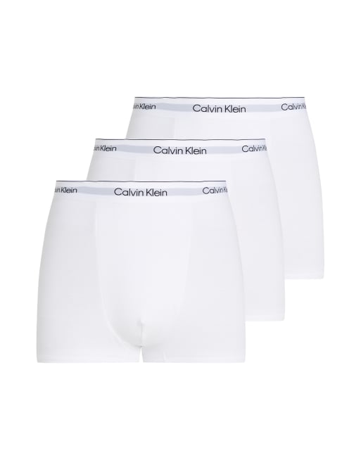 Calvin Klein – Icon – Zestaw 3 par białych bokserek z bawełny ze stretchem z zaszewkami