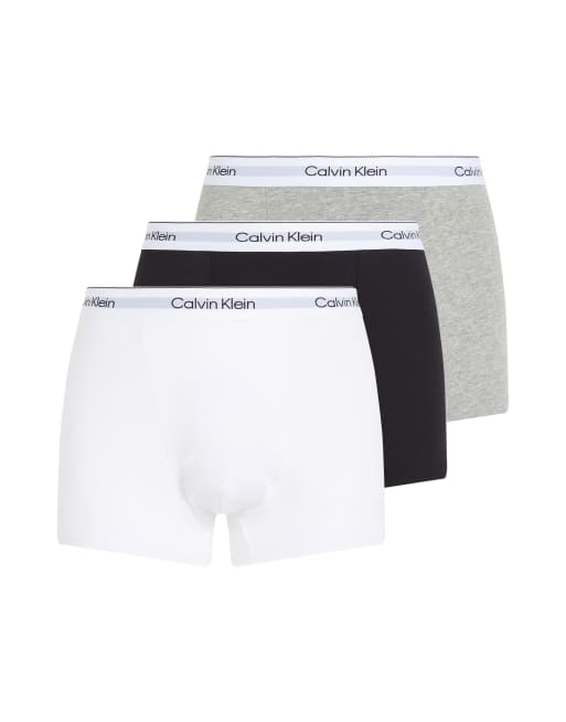 Calvin Klein – Icon – Zestaw 3 par bokserek z bawełny ze stretchem w kolorach czarnym, białym i szarym