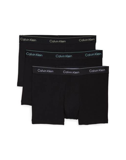 Calvin Klein – Icon – Zestaw 3 par czarnych bawełnianych bokserek z kolorową taśmą z logo w talii
