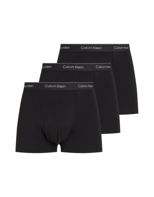 Calvin Klein – Icon – Zestaw 3 par czarnych bokserek z zaszewkami z bawełny ze stretchem