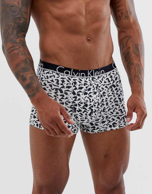 Calvin Klein ID bird print trunks in black