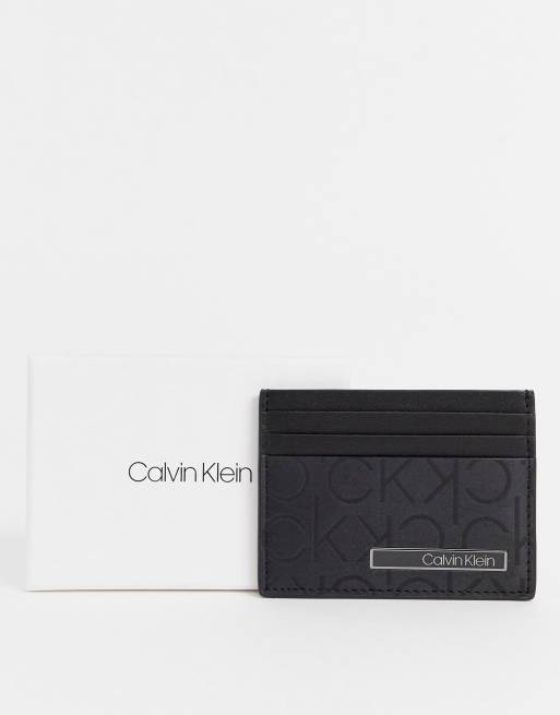 Calvin Klein Industrial monogram card holder in black