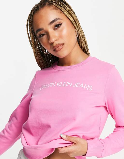 Womens pink calvin klein on sale sweatshirt