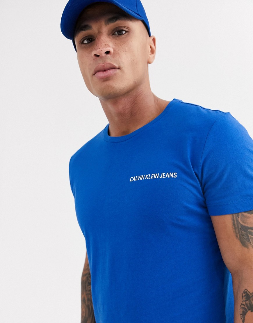 Calvin Klein - Institutional - T-shirt slim con logo a rettangolo-Blu