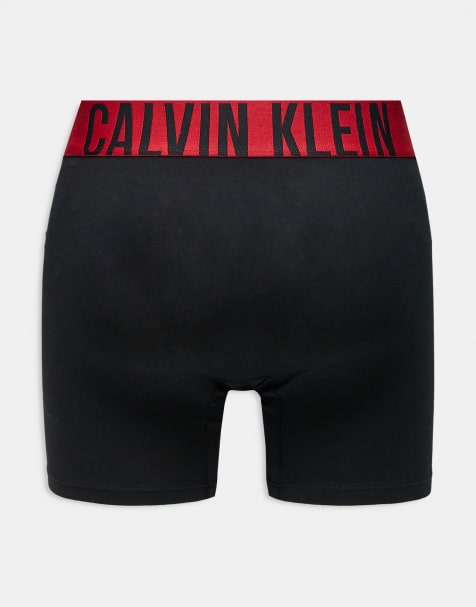 Calvin Klein Intense Power 3 pack boxer brief with red logo waistband in black - view 1