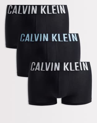Calvin Klein Intense Power 3 pack boxer briefs in black with colored waistbands