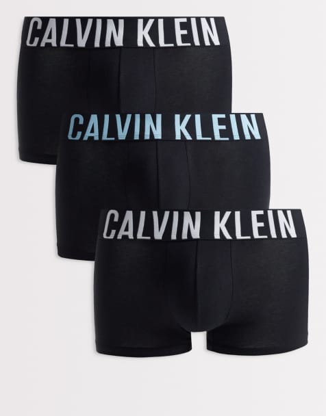 Calvin Klein Intense Power 3 pack boxer briefs in black with colored waistbands - view 1