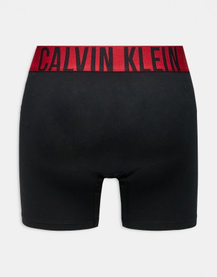 Calvin Klein Intense Power 3 Pack Boxer Briefs With Red Logo Waistband In Black