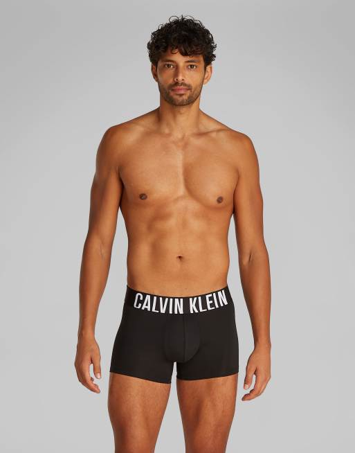 Calvin Klein Intense Power 3 pack briefs in black with green/gray waistbands, 2 of 3