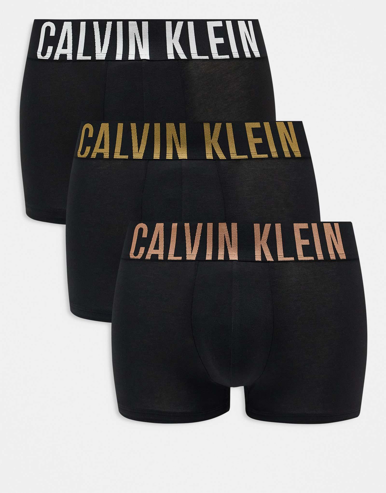 Трусы Calvin Klein Intense Power 3 pack с цветным логотипом на поясе черного цвета