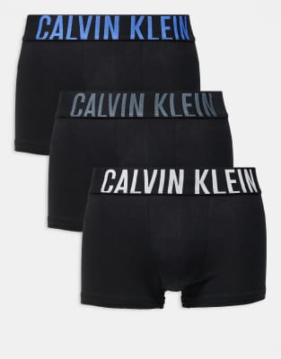 Calvin Klein Intense Power 3 Pack Cotton Blend Boxer Briefs In Black