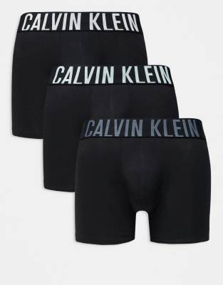 Calvin Klein Intense Power 3 Pack Cotton Boxer Briefs In Black