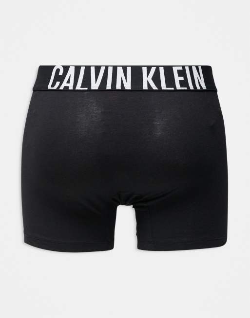 Calvin Klein Intense Power 3 pack cotton boxer briefs in black with grey logo waistbands, 3 of 3