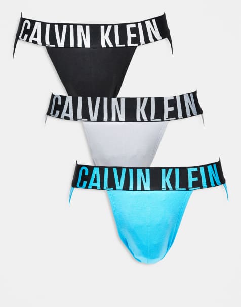 Calvin Klein Intense Power 3 pack jock straps in gray/black/blue - view 1