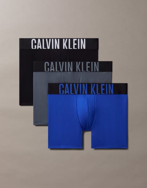 Calvin Klein Intense Power 3 pack microfibre boxer briefs in black/blue/grey - view 1