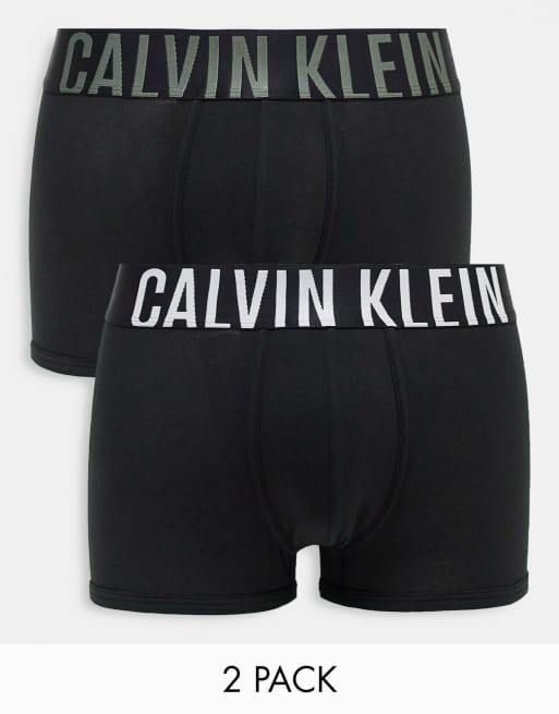 Calvin Klein - Intense Power - Confezione da 2 paia di boxer aderenti neri in cotone con elastico a contrasto
