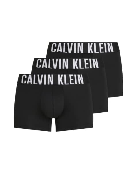 Calvin Klein - Intense Power - Confezione da 3 boxer aderenti neri con fascia in vita verde e grigia - view 1