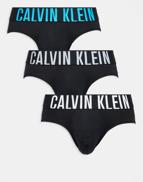 Calvin Klein - Intense Power - Confezione da 3 slip neri con fascia in vita blu e grigia - view 1