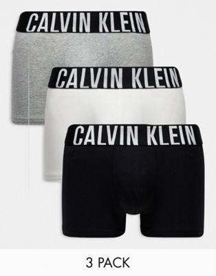 Calvin Klein intense power cotton stretch trunks 3 pack in multi - ASOS Price Checker