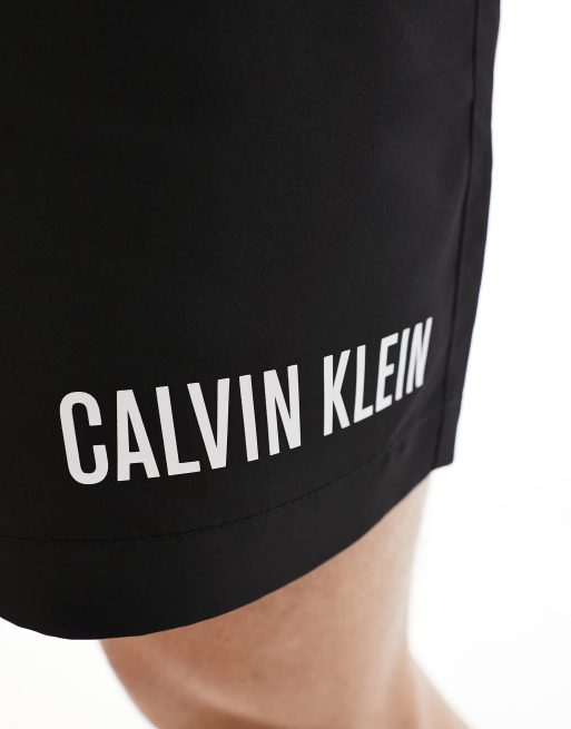 Calvin Klein intense power double waistband swim short in black, 2 of 4