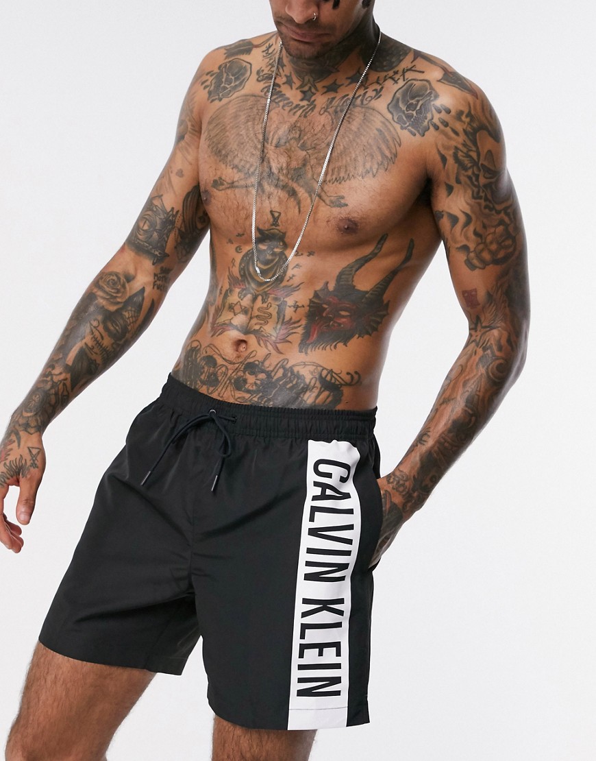 Calvin Klein - Intense Power - Gerecyclede zwemshorts met logo aan de zijkant in zwart