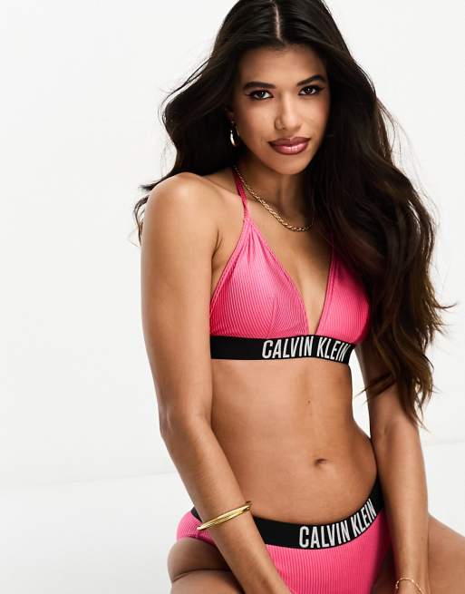 Calvin Klein Intense Power Gerippter Bikini in leuchtendem Rosa ASOS