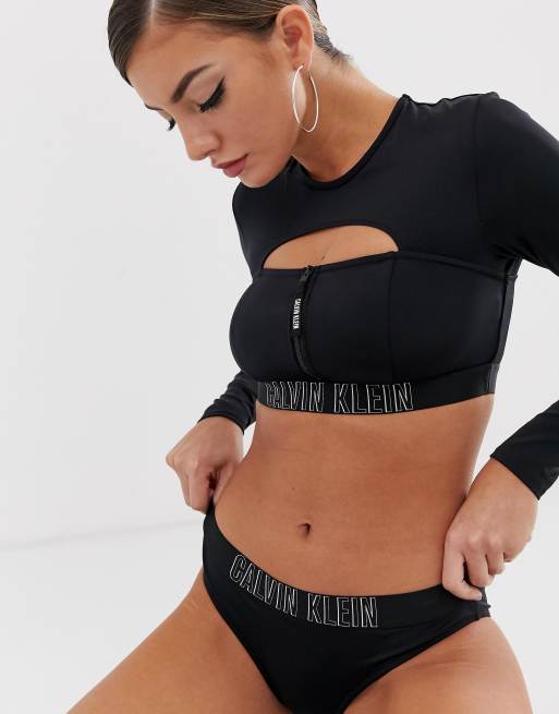 Calvin Klein intense power hipster bikini bottom in black, 3 of 4