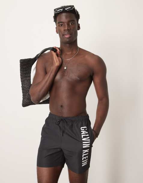 Calvin Klein Intense Power logo swim shorts in black - view 1