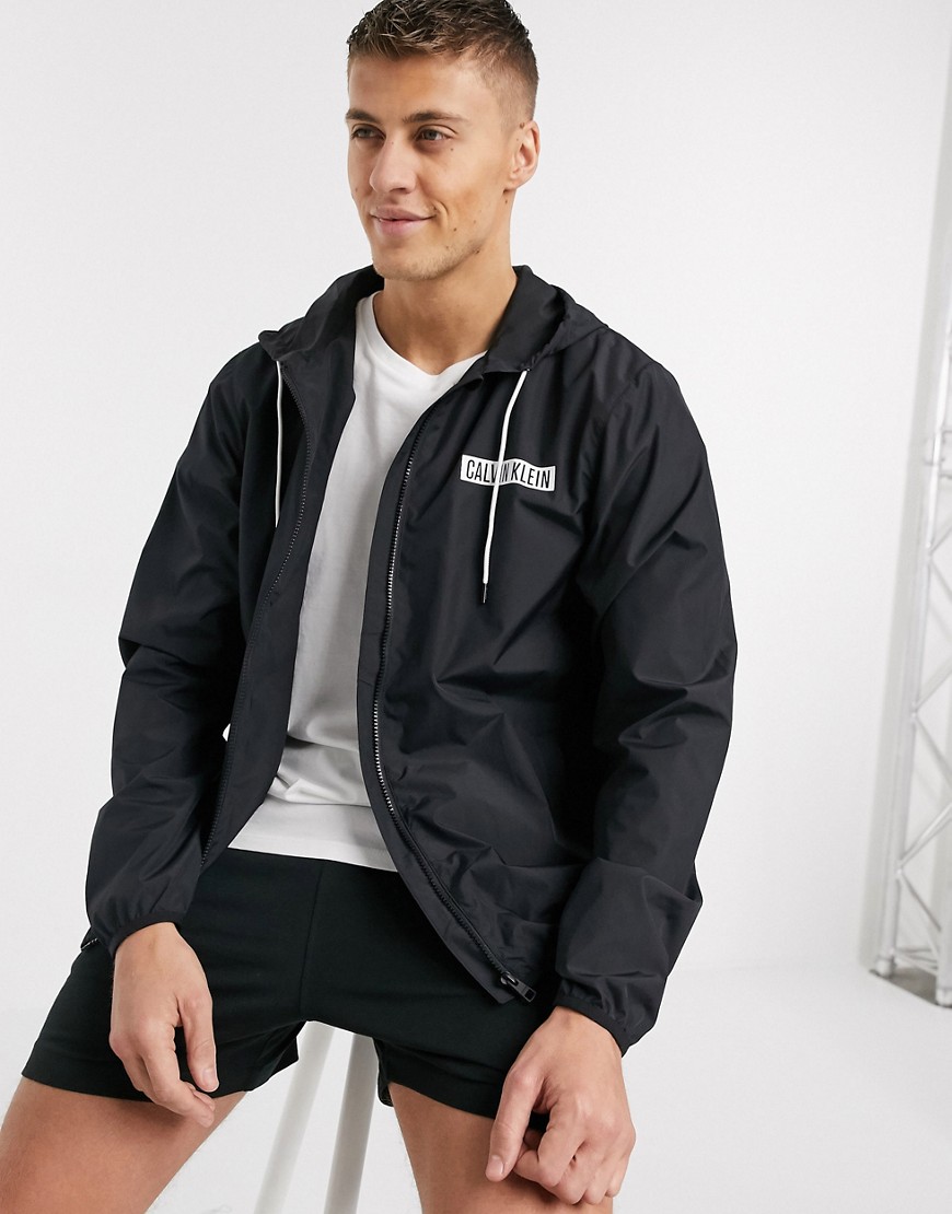 Calvin Klein Intense Power logo windbreaker jacket in black