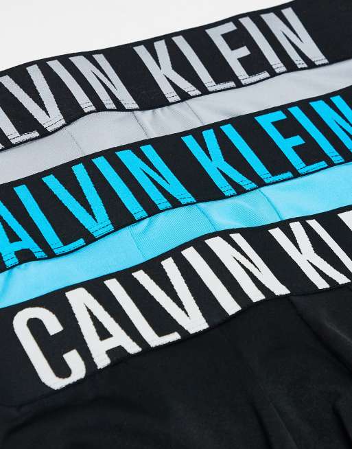 Calvin Klein - Intense Power - Lot de 3 boxers avec taille contrastante - Noir/gris/bleu, 2 de 3