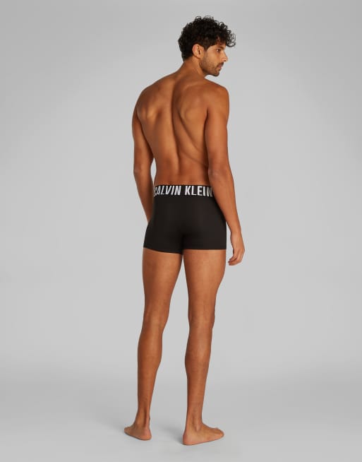 Calvin Klein - Intense Power - Lot de 3 boxers avec taille contrastante verte/grise - Noir, 3 de 3