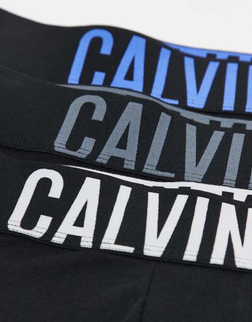 Calvin Klein - Intense Power - Lot de 3 boxers en coton avec taille à logo gris et bleu - Noir, 4 de 5