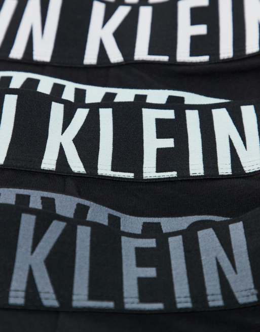 Calvin Klein - Intense Power - Lot de 3 boxers en coton avec taille à logo gris et bleu - Noir, 2 de 3