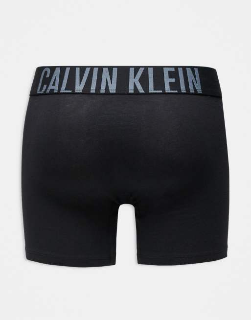 Calvin Klein - Intense Power - Lot de 3 boxers en coton avec taille à logo gris et bleu - Noir, 3 de 3