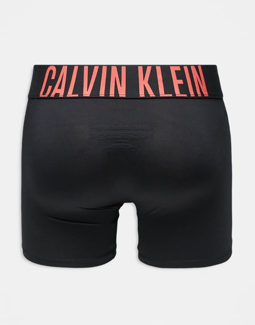 Calvin Klein - Intense Power - Lot de 3 boxers en microfibre à taille ornée du logo gris et rouille - Noir, 3 de 3