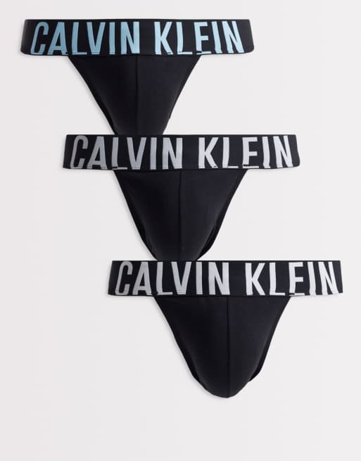 Calvin Klein - Intense Power - Lot de 3 jock-straps à taille colorée - Noir